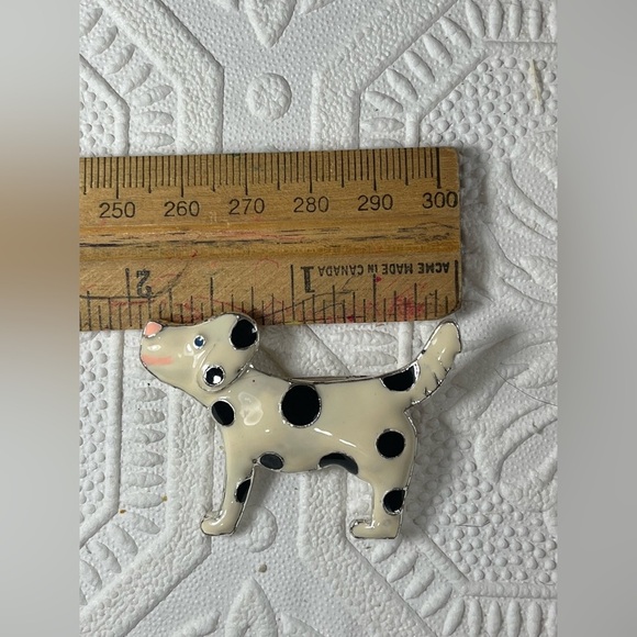 Vintage Dalmatian Dog Enamel Black and White AAi signed Brooch - Picture 7 of 9